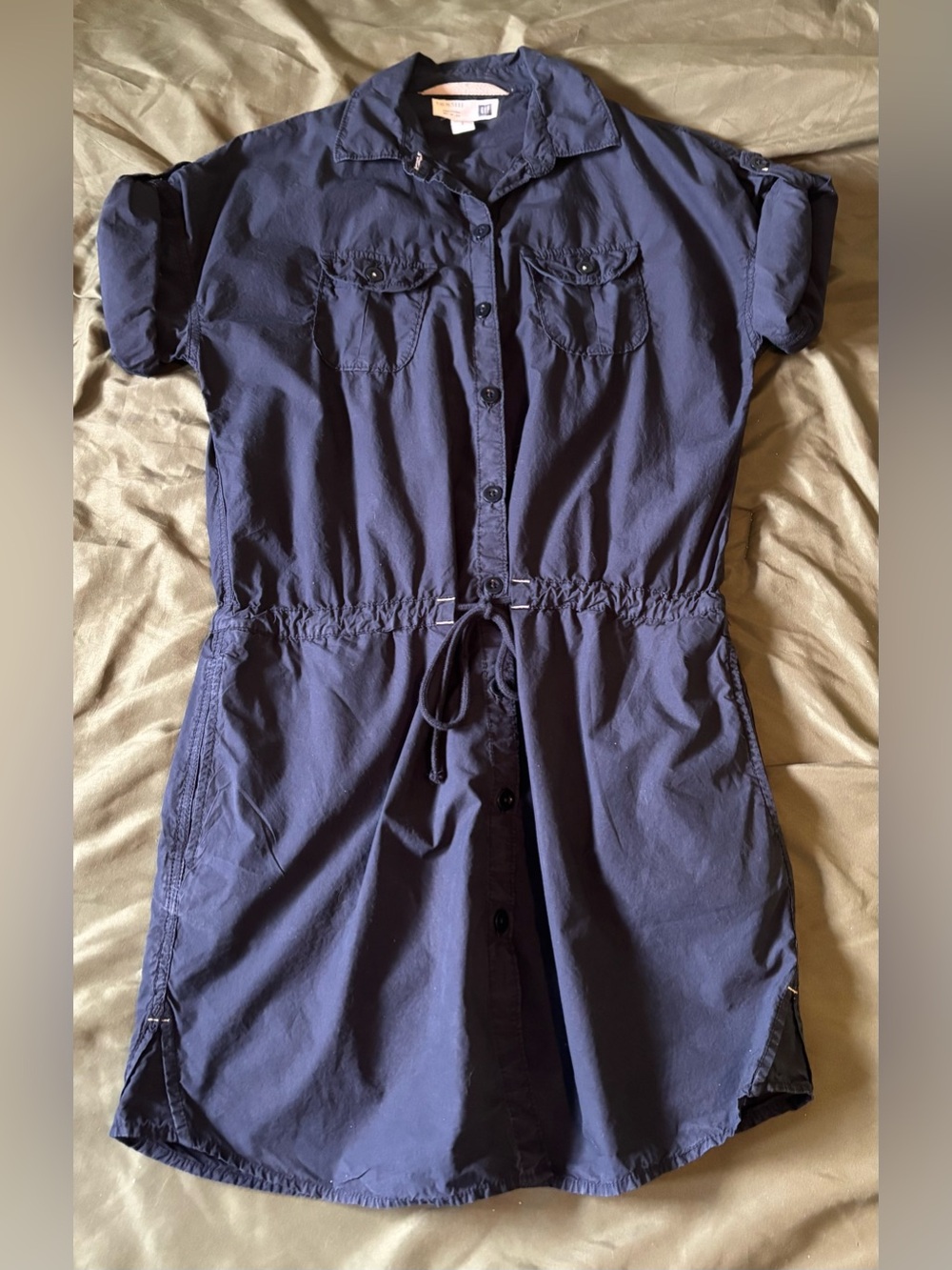 Y2K GAP 100% cotton navy blue utility shirt dress Size S